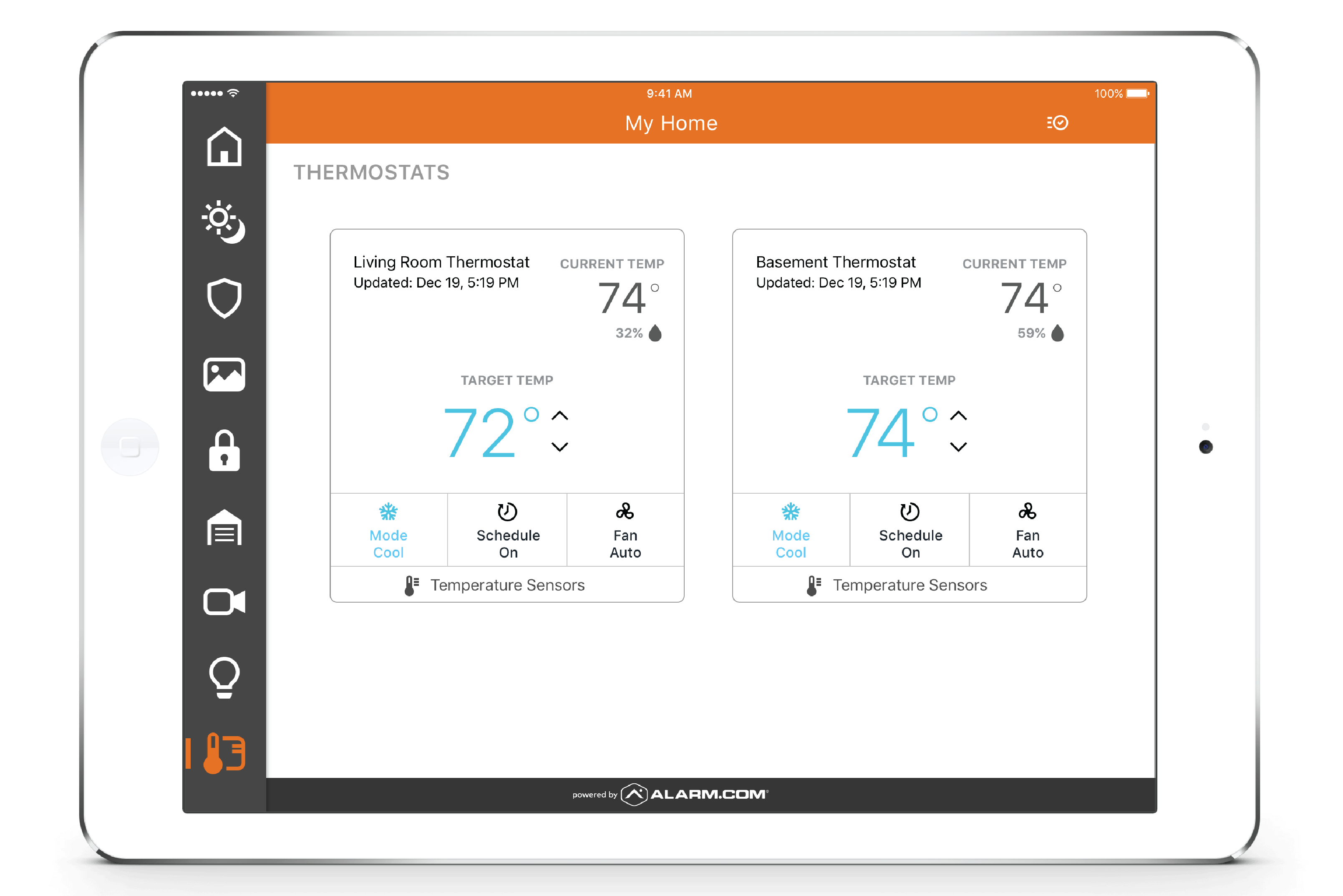 Security control app interface